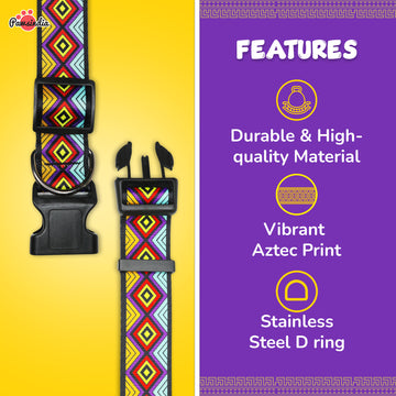Pawsindia Nylon Dog Collar - Colorful Aztec Print Large-X-Large